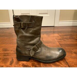 John Varvatos Collection Men's Brown Engineer Moto Buckle Boots, Size 13